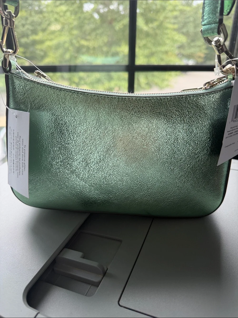 Kate Spade Sea Water Crossbody Duo Metallic Emerald Green and Glitter bags